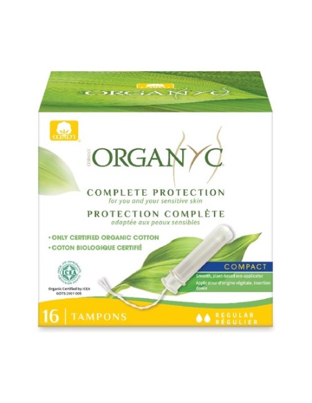 Tampones con aplicador compacto Regular 16 unidades Organyc