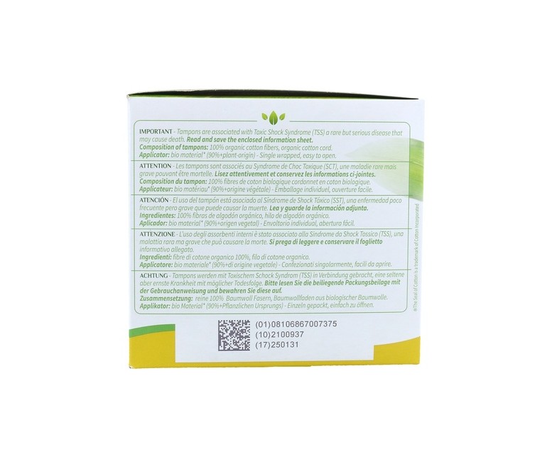 Tampones con aplicador compacto Regular 16 unidades Organyc