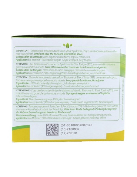 Tampones con aplicador compacto Regular 16 unidades Organyc