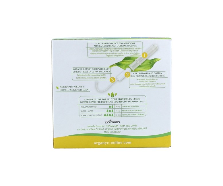 Tampones con aplicador compacto Regular 16 unidades Organyc