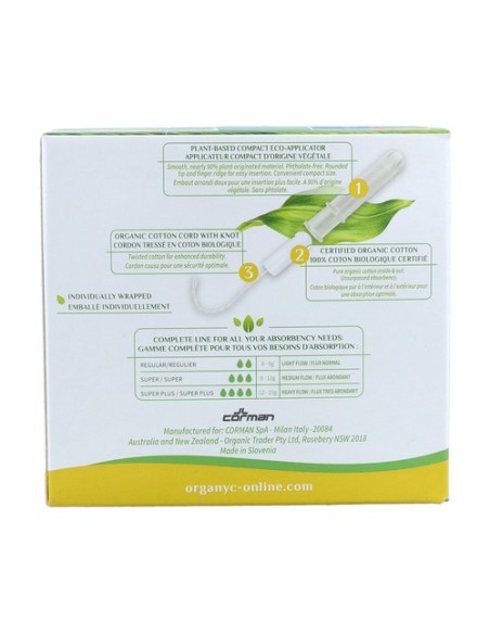 Tampones con aplicador compacto Regular 16 unidades Organyc