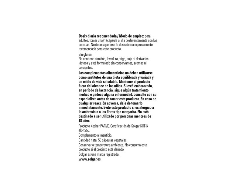 Cardo Mariano (Milk Thistle) 50 cápsulas Solgar