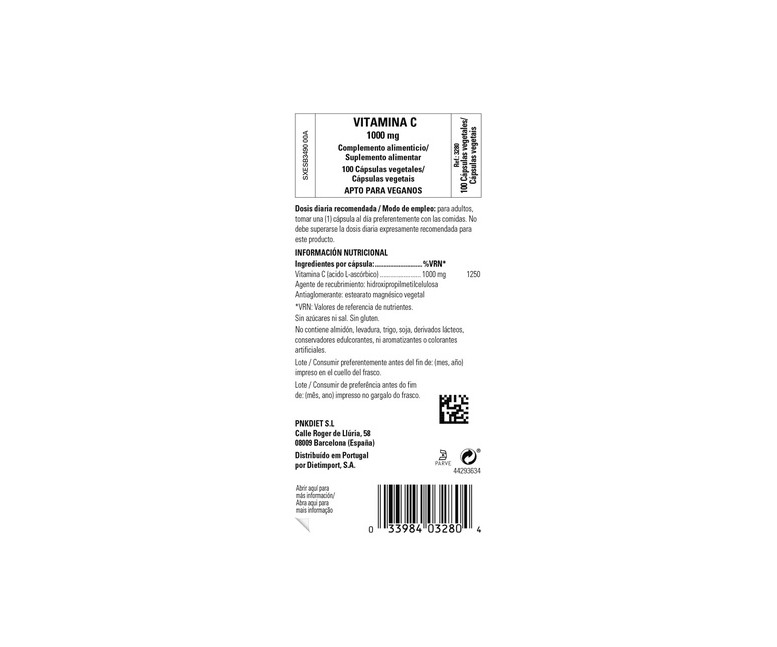 Vitamina C 100 cápsulas vegetales de 1000 mg Solgar