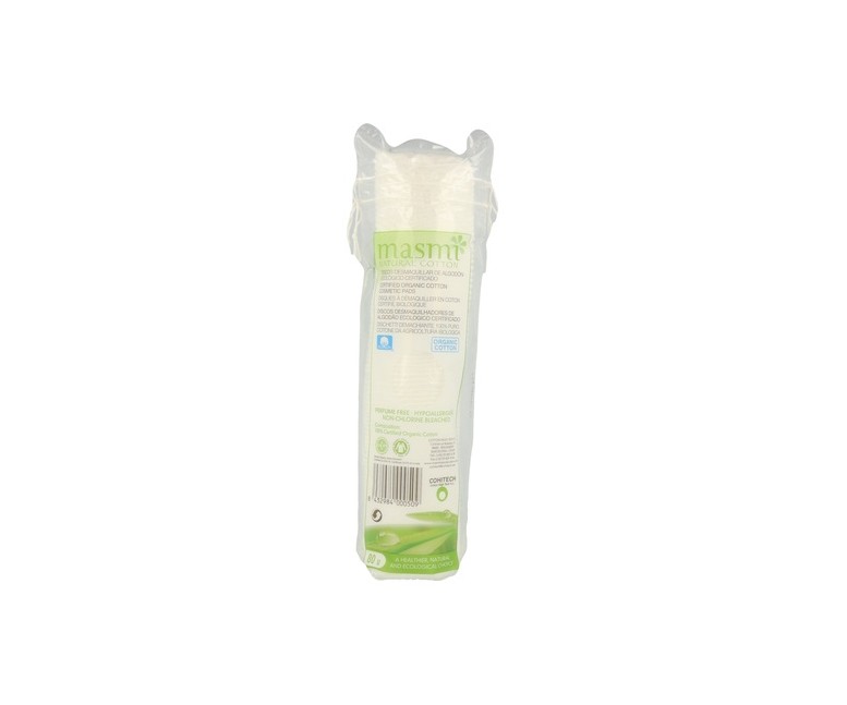 Discos desmaquillantes algodón ecológico 80 unidades Masmi Natural Cotton