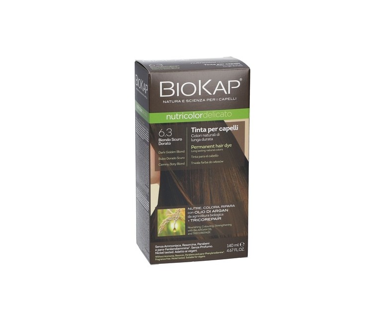 Tinte cabello 6.3 Rubio dorado oscuro 140 ml Biokap