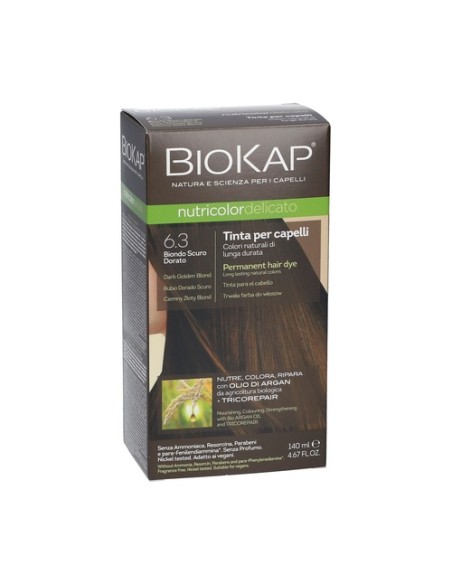 Tinte cabello 6.3 Rubio dorado oscuro 140 ml Biokap