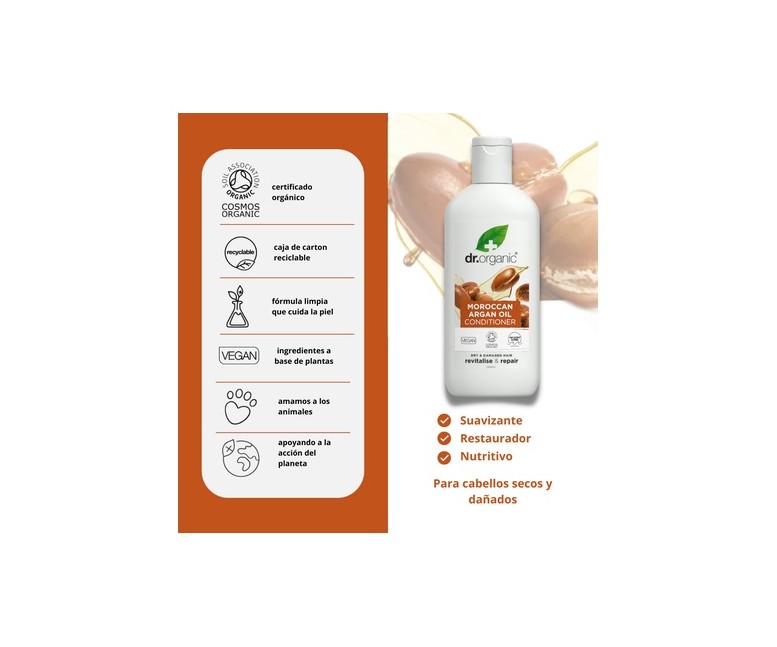 Acondicionador Aceite Argán Marroqui Orgánico 265 ml de gel Dr. Organic