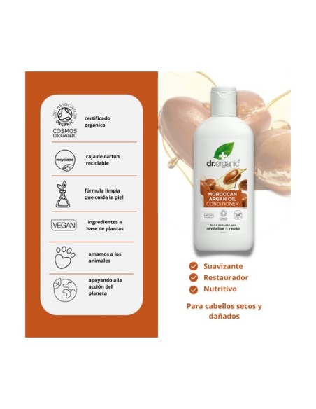 Acondicionador Aceite Argán Marroqui Orgánico 265 ml de gel Dr. Organic