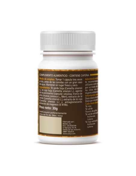 Té Verde, Té Rojo y Piña 60 cápsulas de 500mg Sotya
