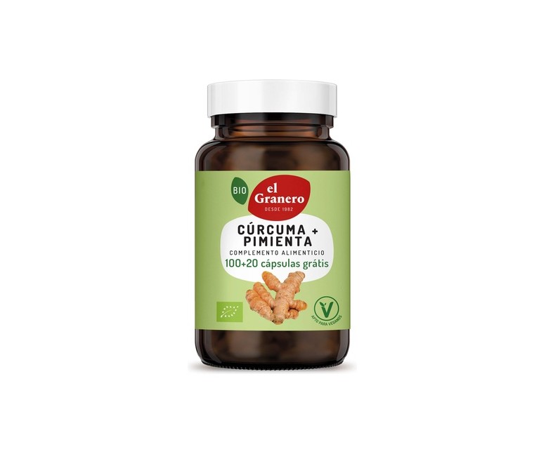 Cúrcuma y pimienta 120 cápsulas de 440mg El Granero Integral