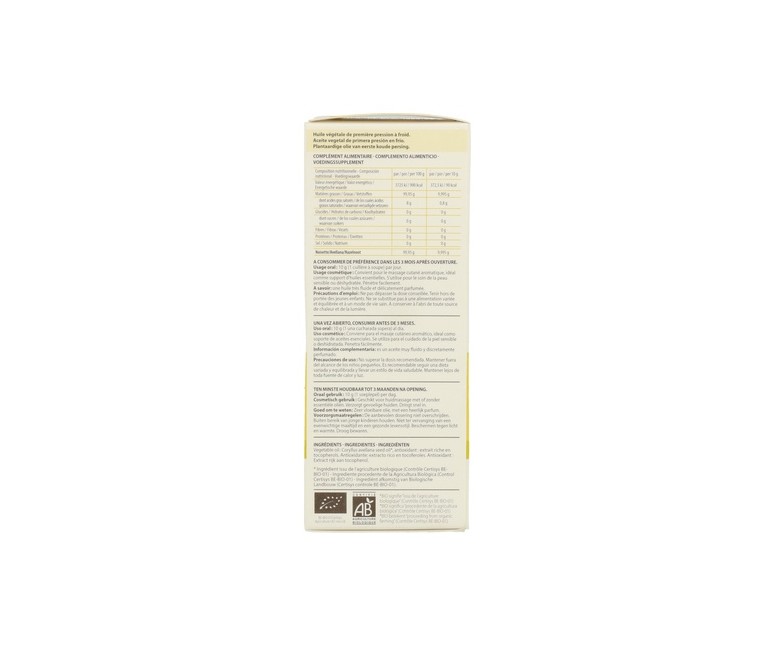 Avellana Aceite Vegetal Virgen Bio 50 ml de aceite esencial Pranarom