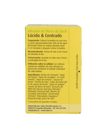Infusion Flores Bach Lúcido y Centrado 15 bolsitas infusoras Salus