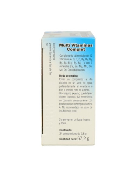 Multivitaminas Complet + Oligoelementos 24 comprimidos Vallesol