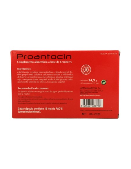 Proantocin (Bienestar de las Vías Urinarias) 30 cápsulas Plantis