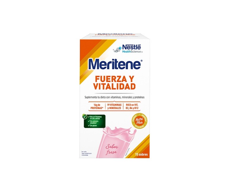 Meritene fuerza y vitalidad Batido fresa 15 sobres de 30g MERITENE