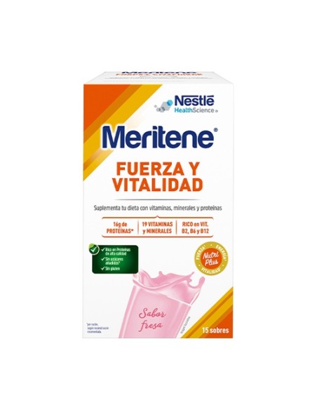 Meritene fuerza y vitalidad Batido fresa 15 sobres de 30g MERITENE