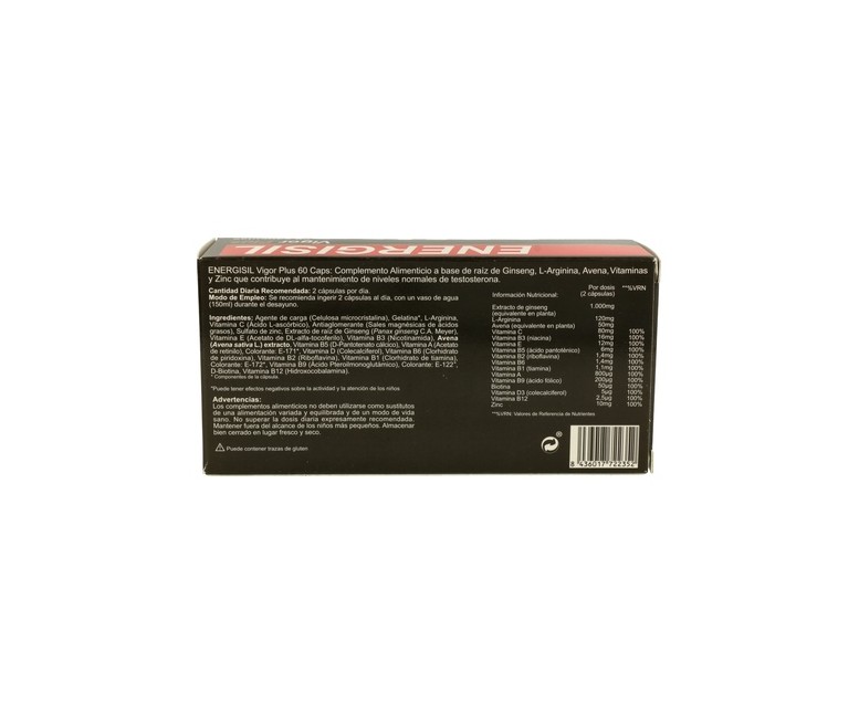 Energisil Vigor Plus (Ginseng + Arginina) 60 cápsulas Pharma Otc