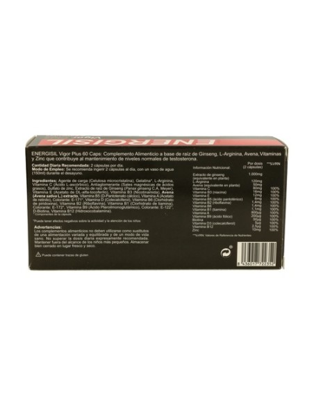Energisil Vigor Plus (Ginseng + Arginina) 60 cápsulas Pharma Otc