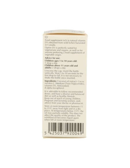 Optim D3 - Vitamina D3 100% vegetal - Sistema inmunitario 20 ml Optim Laboratoire