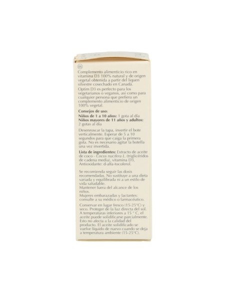 Optim D3 - Vitamina D3 100% vegetal - Sistema inmunitario 20 ml Optim Laboratoire