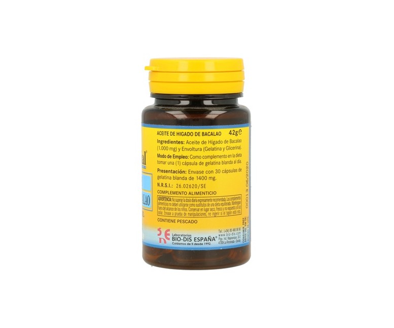 Aceite de hígado de bacalao 30 perlas de 1000mg Nature essential