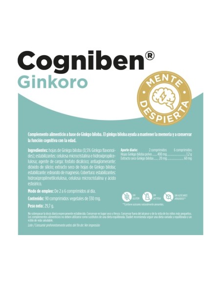 Cogniben Ginkoro (cognición) 90 comprimidos de 330mg Eladiet