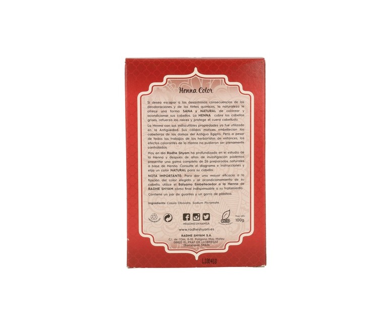 Henna Polvo Castaño Cobrizo 1 unidad Radhe Shyam