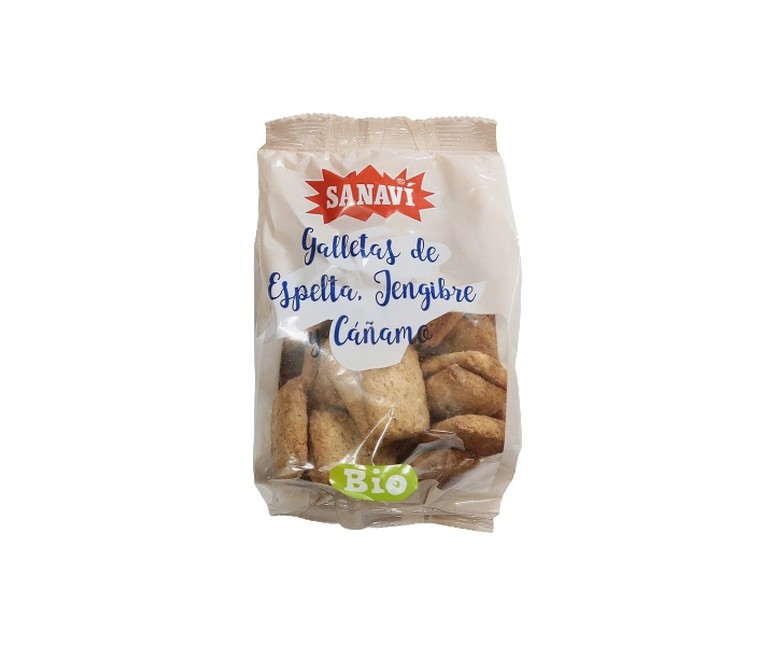 Galletas de espelta, jengibre y cáñamo Bio 200 g Sanavi