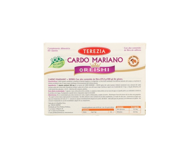 Cardo Mariano + Reishi 60 cápsulas Terezia Company