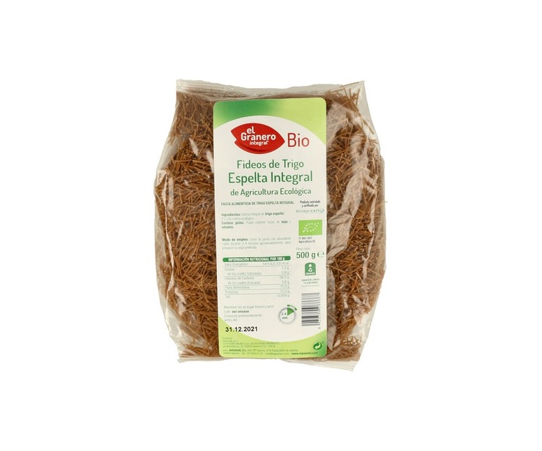 Fideos de Espelta Integral Bio 500 g El Granero Integral