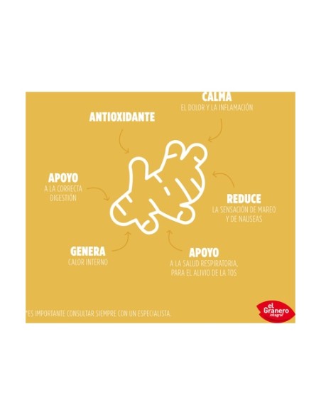 Jengibre Bio 90 cápsulas de 500mg El Granero Integral