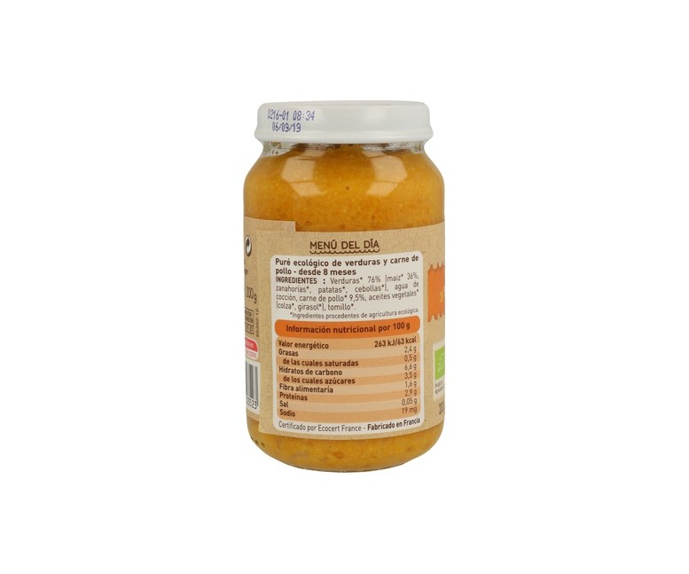 Tarrito De Verduras Y Pollo 8m+ 200 g Babybio