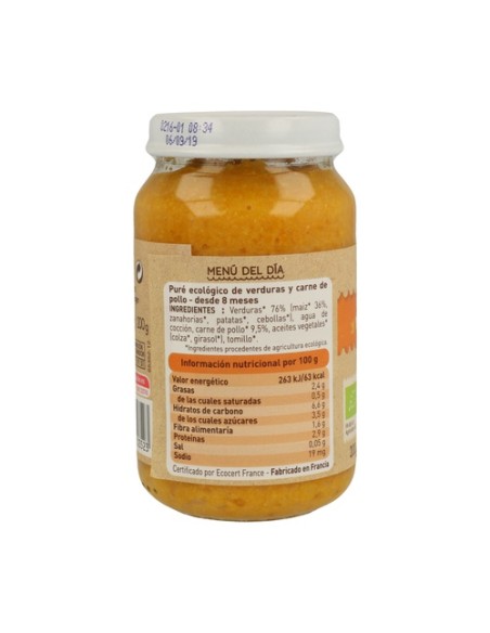 Tarrito De Verduras Y Pollo 8m+ 200 g Babybio