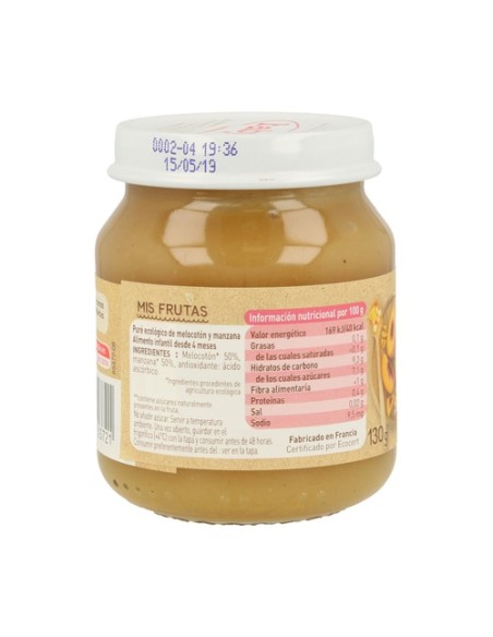 Tarrito De Melocotón Y Manzana 4m+ 130 g Babybio