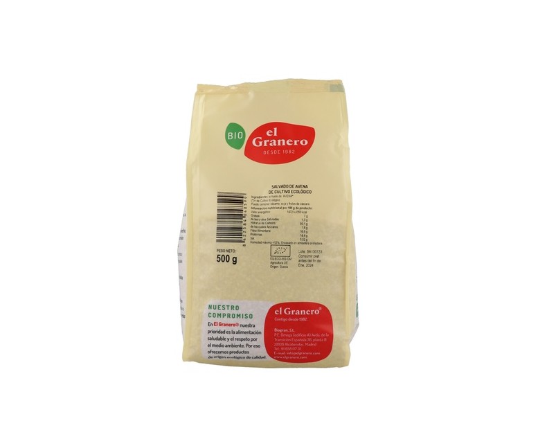 Salvado de Avena Bio 500 g El Granero Integral