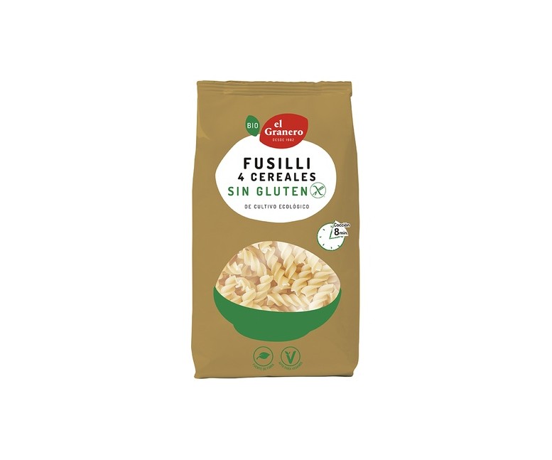 Pasta Fusilli de 4 Cereales Sin Gluten Bio 500 g El Granero Integral