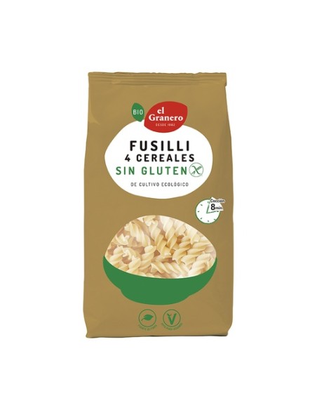 Pasta Fusilli de 4 Cereales Sin Gluten Bio 500 g El Granero Integral