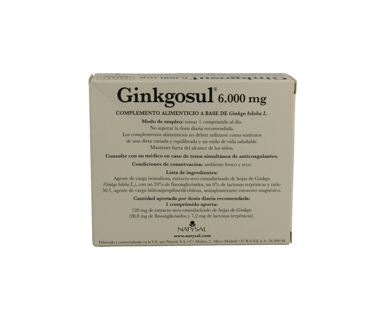 Ginkgosul 60 comprimidos Natysal
