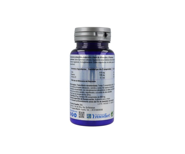 Calcio, Magnesio y Vitamina D3 + Silicio Orgánico 90 comprimidos Ynsadiet