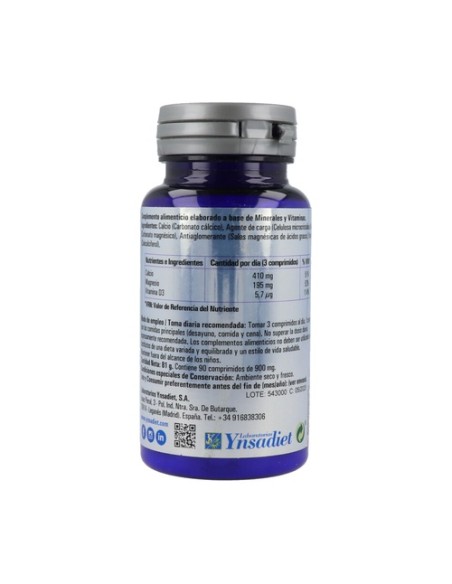 Calcio, Magnesio y Vitamina D3 + Silicio Orgánico 90 comprimidos Ynsadiet