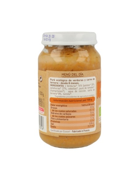 Tarrito De Verduras Y Ternera 8m+ 200 g Babybio