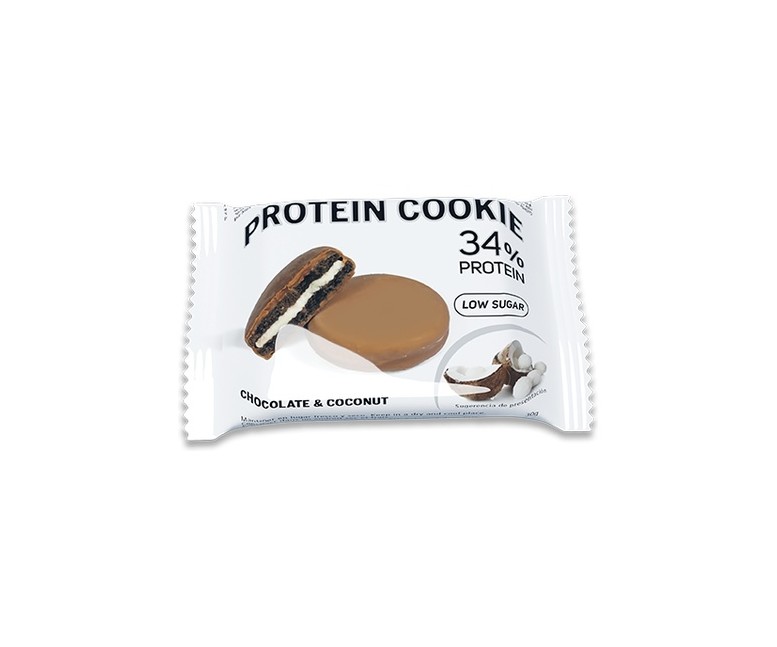 Pack galletas proteína 34% sabor chocolate y coco 18 galletas de 30 g Pwd