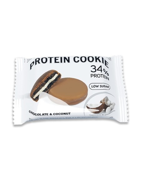 Pack galletas proteína 34% sabor chocolate y coco 18 galletas de 30 g Pwd