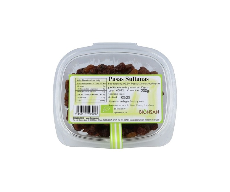 Pasas sultanas Bio 200 g Bionsan