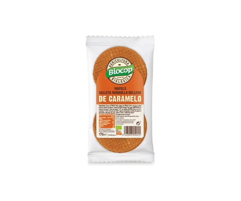Wafels Rellenos de Sirope y Caramelo 175 g Biocop