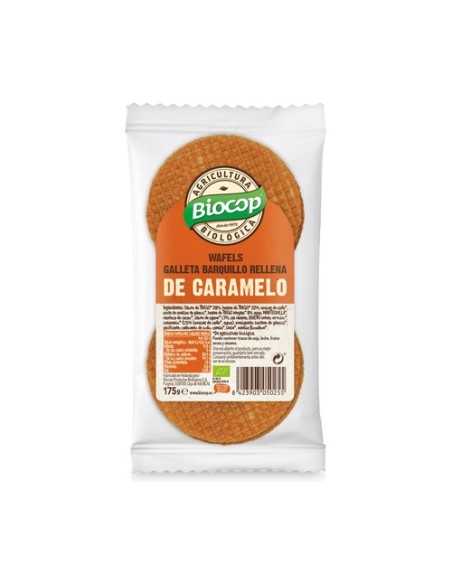 Wafels Rellenos de Sirope y Caramelo 175 g Biocop