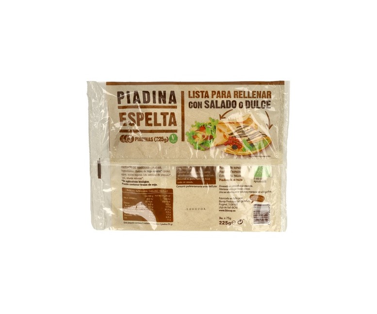 Piadina de espelta 225 g Biocop