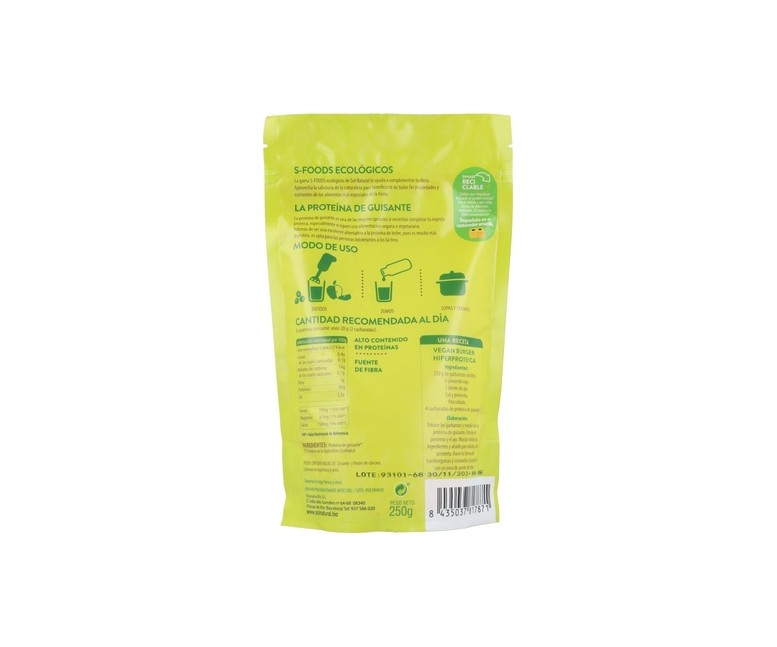 Proteína de guisante Bio 250 g Sol Natural