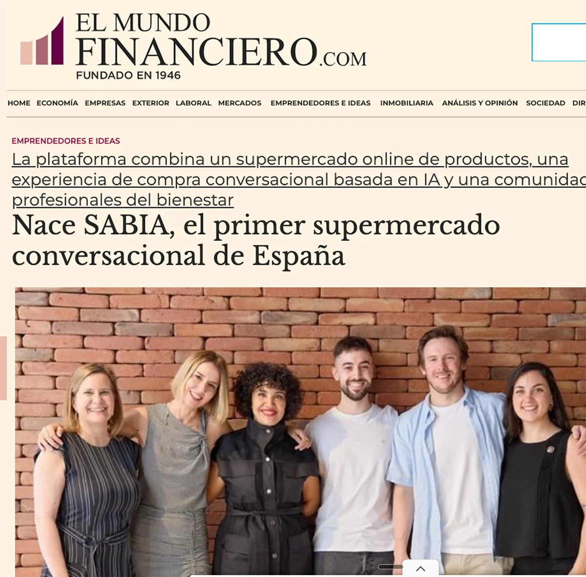 Recorte de El Mundo Financiero sobre Sabia
