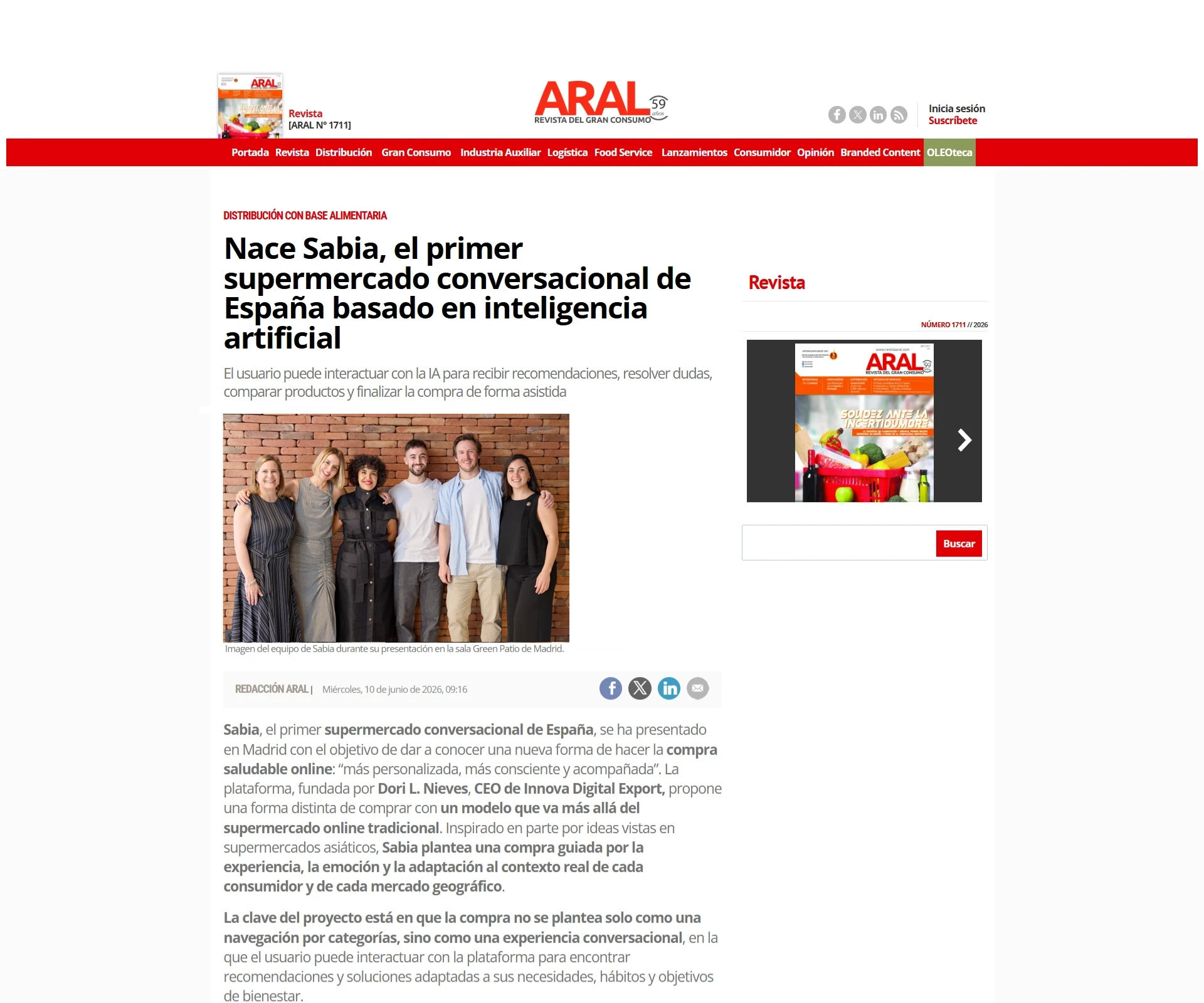 ARAL: Nace Sabia, el primer supermercado conversacional de España